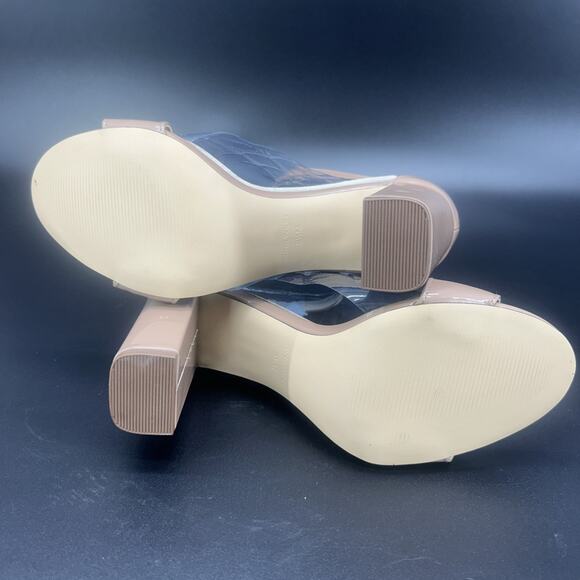 Nine West Abrah Womens 8.5 Tan Nude Patent Leather Ankle Strap Open Toe Sandals - Picture 5 of 9